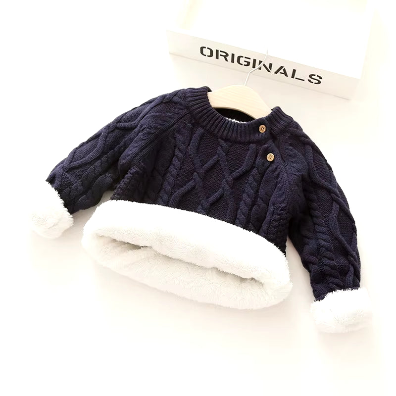 Baby Boys Girls Babe Pullovers Kids Twisted Stripes Thick Sweaters Warm Child Clothing Winter Babies Toddler Schoolchild Sweater