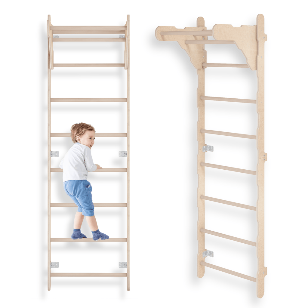 MAMOI® Indoor Gymnastic Ladder, Wall Bars for Kids’ Room, Gymnastic Rings for Climbing, Climbing Wall and Play Equipment, Gym Equipment with Pull-Up Bar for Home Use, Wall Bars for Adults