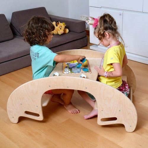2in1-Montessori Wooden Seesaw-Table Chair Set-1