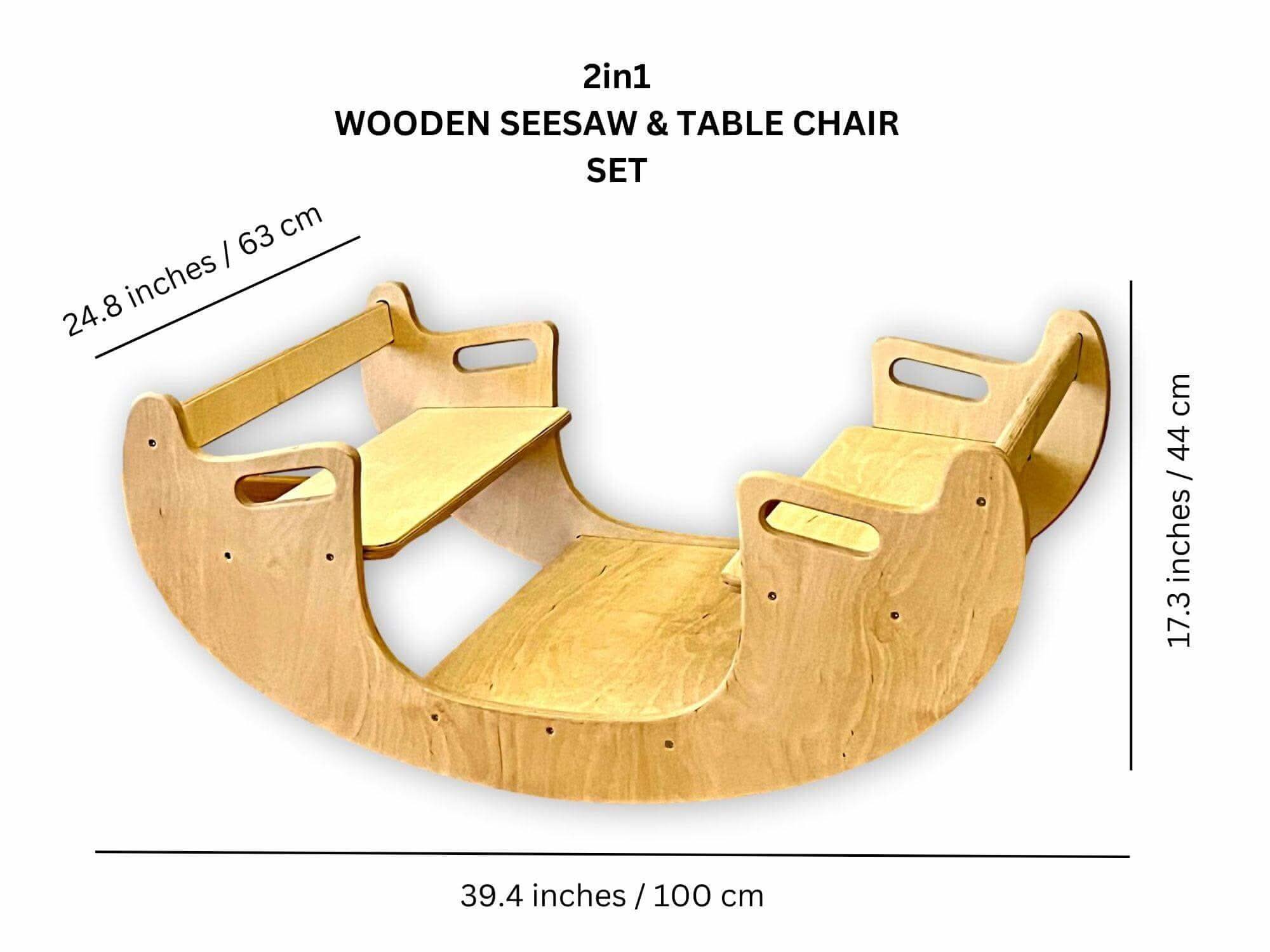 2in1-Montessori Wooden Seesaw-Table Chair Set-2