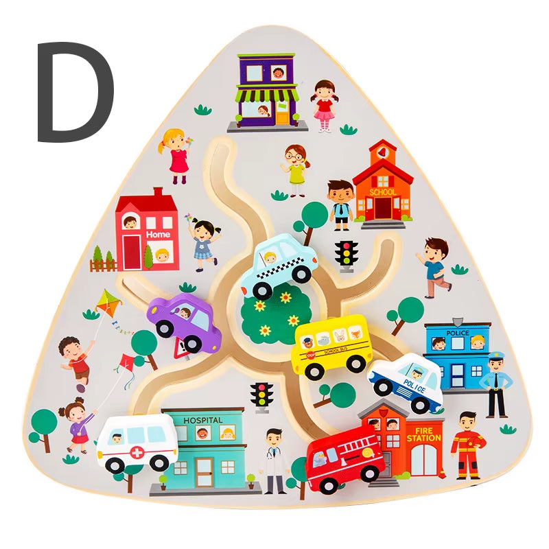 Children Montessori Maze Boards Wooden Toys Slide Puzzle Animal Digital Shape Traffic Matching Games Educational Learning Toys