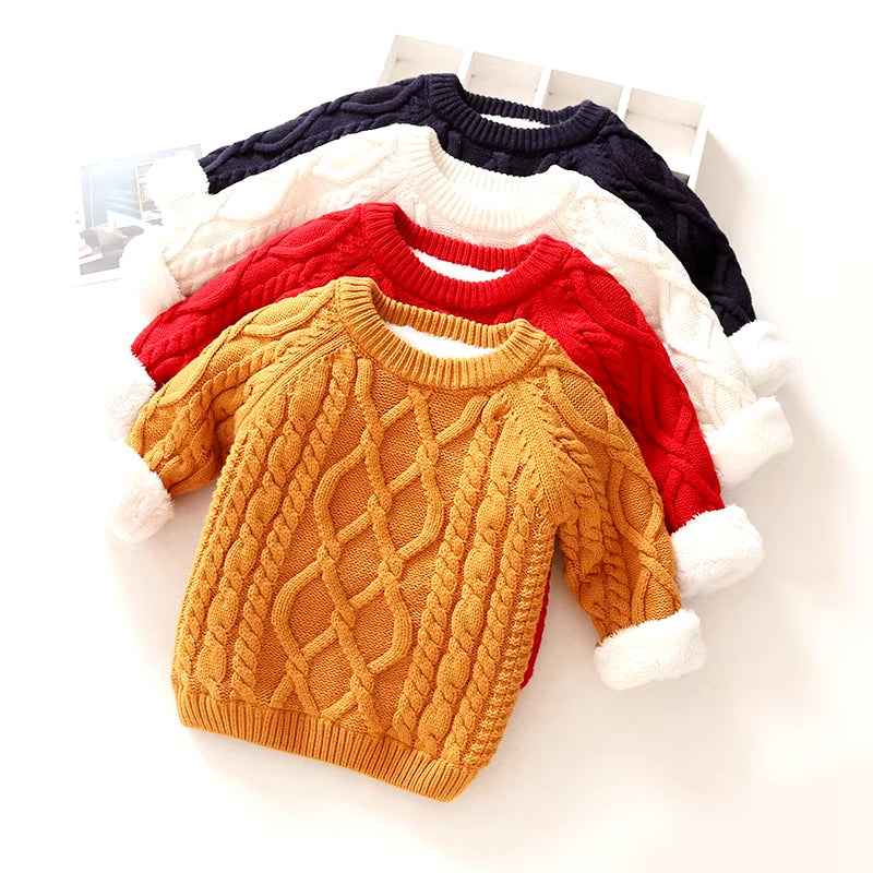 Baby Boys Girls Babe Pullovers Kids Twisted Stripes Thick Sweaters Warm Child Clothing Winter Babies Toddler Schoolchild Sweater