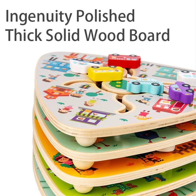 Children Montessori Maze Boards Wooden Toys Slide Puzzle Animal Digital Shape Traffic Matching Games Educational Learning Toys