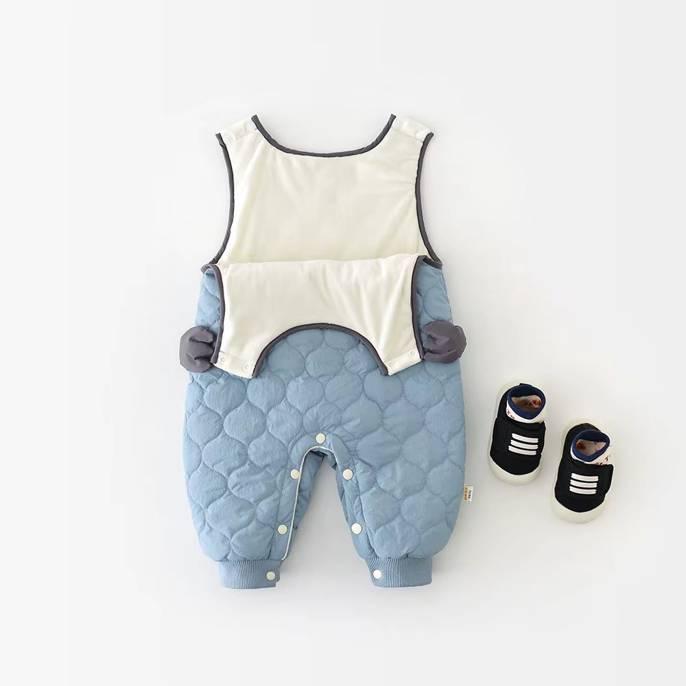 New Winter Baby Rompers 6M-3T Cartoon Sleeveless Girls Thicken Jumpsuit Loose Korean Version Infant One Piece