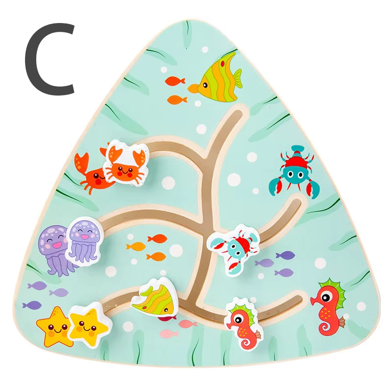 Children Montessori Maze Boards Wooden Toys Slide Puzzle Animal Digital Shape Traffic Matching Games Educational Learning Toys