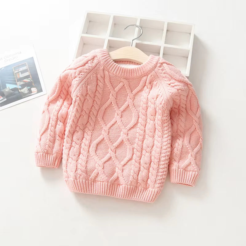 Baby Boys Girls Babe Pullovers Kids Twisted Stripes Thick Sweaters Warm Child Clothing Winter Babies Toddler Schoolchild Sweater