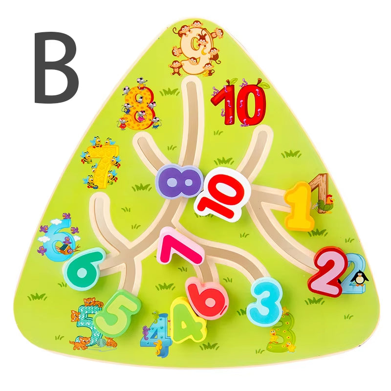 Children Montessori Maze Boards Wooden Toys Slide Puzzle Animal Digital Shape Traffic Matching Games Educational Learning Toys