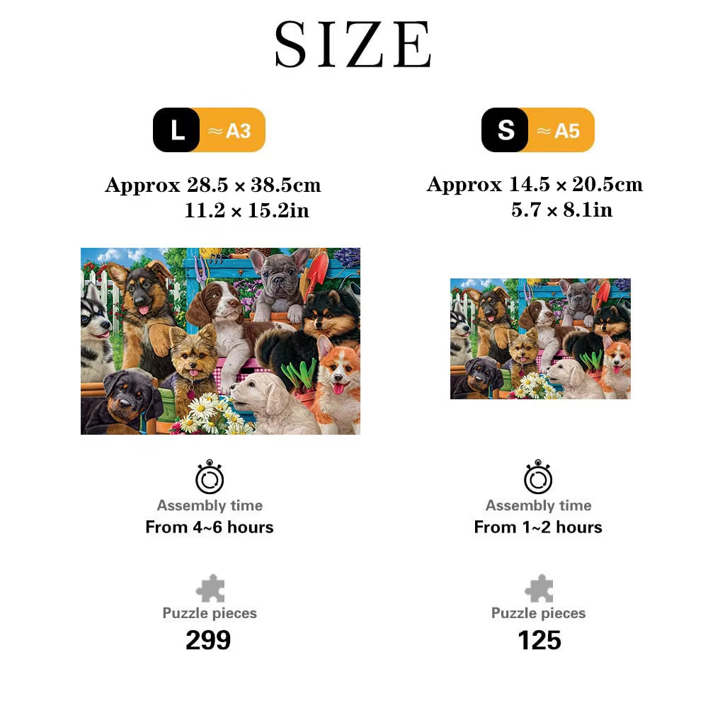 Animal Wooden Puzzles, Dog Home Wooden Puzzle Unique Shape Advanced Puzzle Maternal Love Wooden Jigsaw Puzzle for Adult