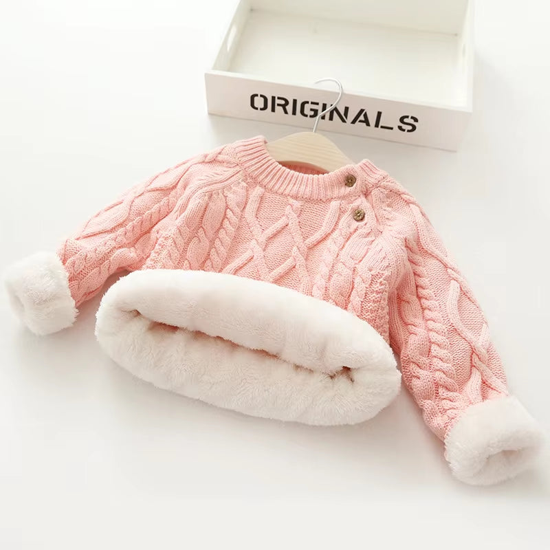 Baby Boys Girls Babe Pullovers Kids Twisted Stripes Thick Sweaters Warm Child Clothing Winter Babies Toddler Schoolchild Sweater