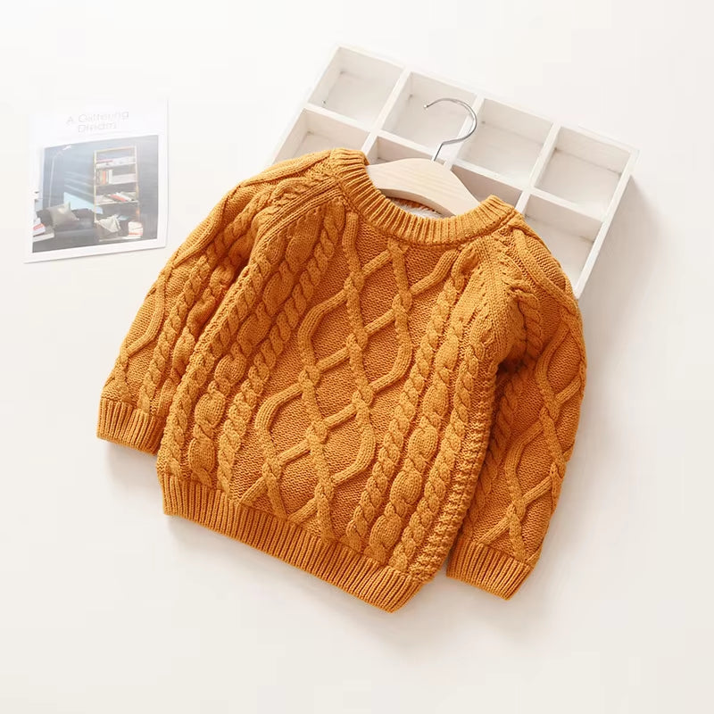 Baby Boys Girls Babe Pullovers Kids Twisted Stripes Thick Sweaters Warm Child Clothing Winter Babies Toddler Schoolchild Sweater