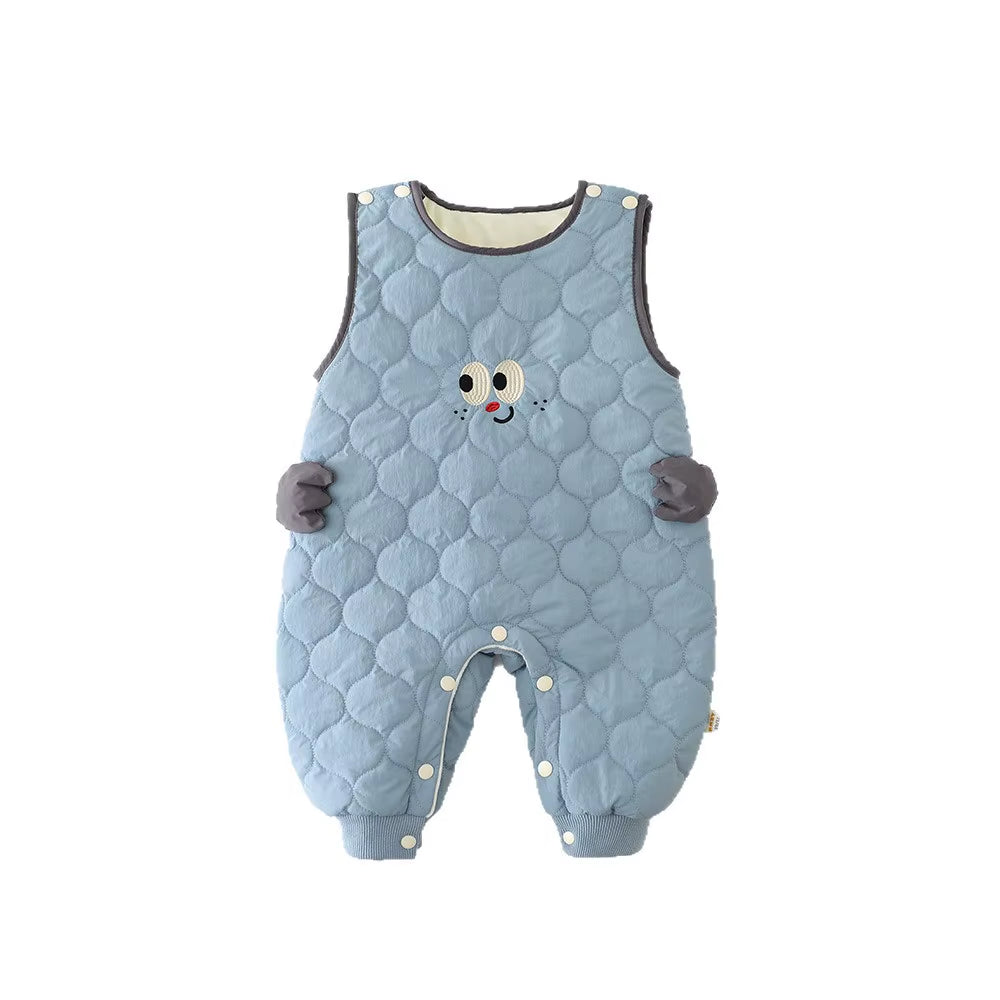 New Winter Baby Rompers 6M-3T Cartoon Sleeveless Girls Thicken Jumpsuit Loose Korean Version Infant One Piece