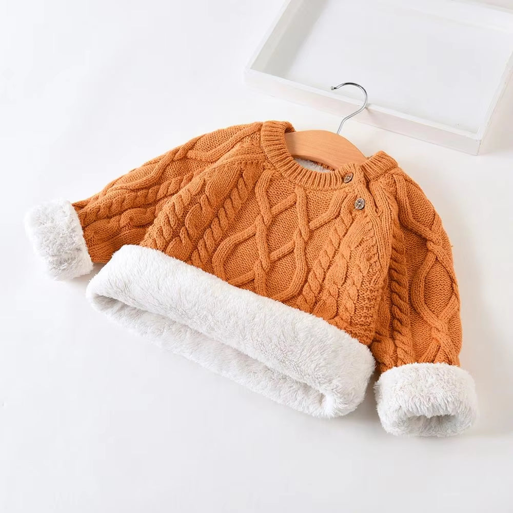 Baby Boys Girls Babe Pullovers Kids Twisted Stripes Thick Sweaters Warm Child Clothing Winter Babies Toddler Schoolchild Sweater