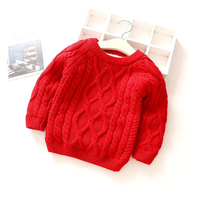 Baby Boys Girls Babe Pullovers Kids Twisted Stripes Thick Sweaters Warm Child Clothing Winter Babies Toddler Schoolchild Sweater