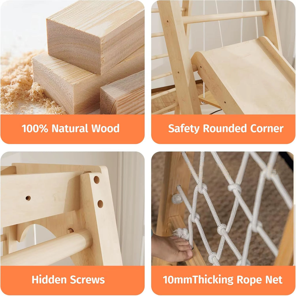 Indoor Jungle Gym, Montessori Climbing Toys, Toddler Indoor Playground Set 8-In-1 with Swing, Armband, Rock Climb Wall, Slide, M