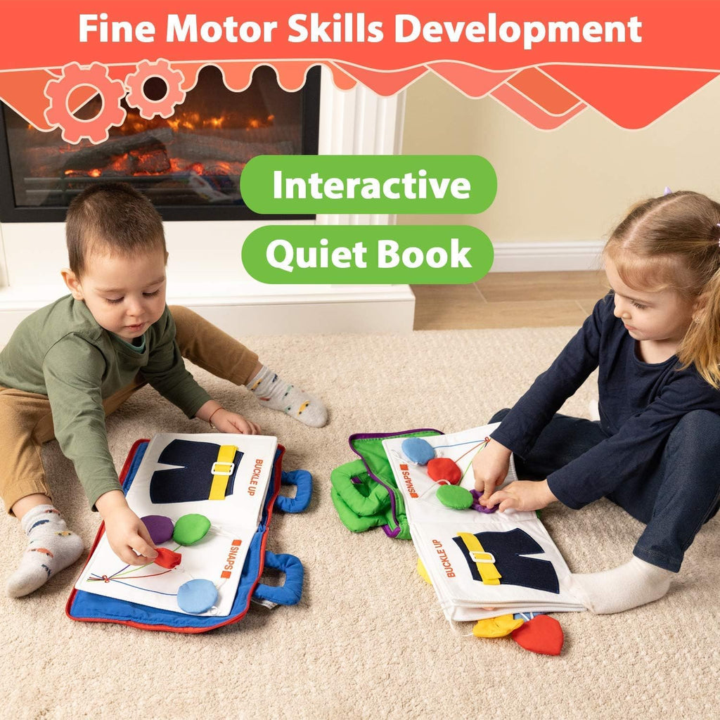 Montessori Fabric Quiet Book for Toddlers - Busy Book with Touch, Feel and Learn Activities for Boys and Girls - Portable Sensory Book, Keeping Kids Busy-Zippered Educational Toy for Travel