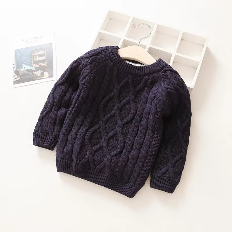 Baby Boys Girls Babe Pullovers Kids Twisted Stripes Thick Sweaters Warm Child Clothing Winter Babies Toddler Schoolchild Sweater