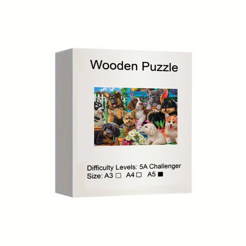 Animal Wooden Puzzles, Dog Home Wooden Puzzle Unique Shape Advanced Puzzle Maternal Love Wooden Jigsaw Puzzle for Adult