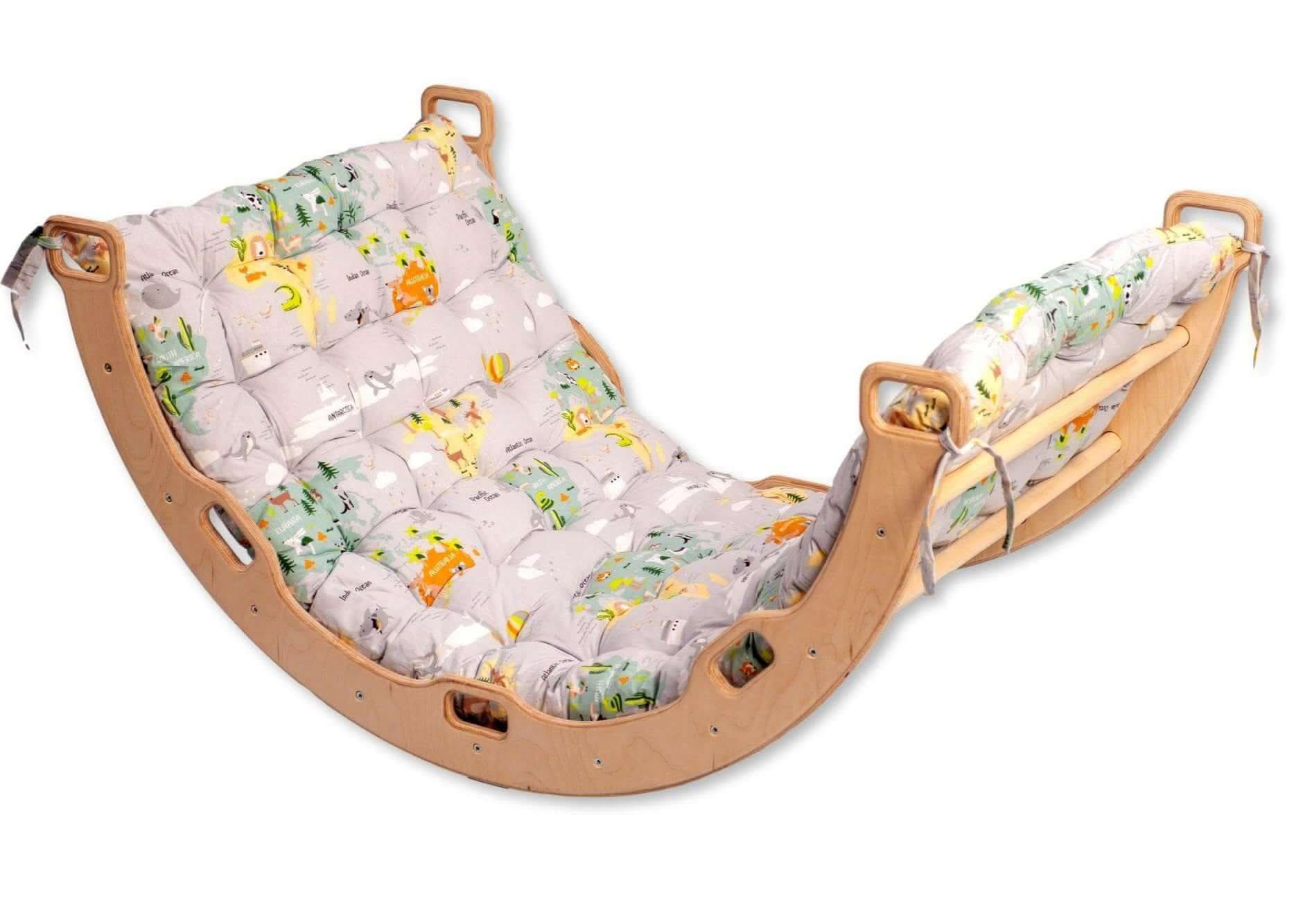 Large Montessori Climbing Arch/Rocker with Pillow Set-8