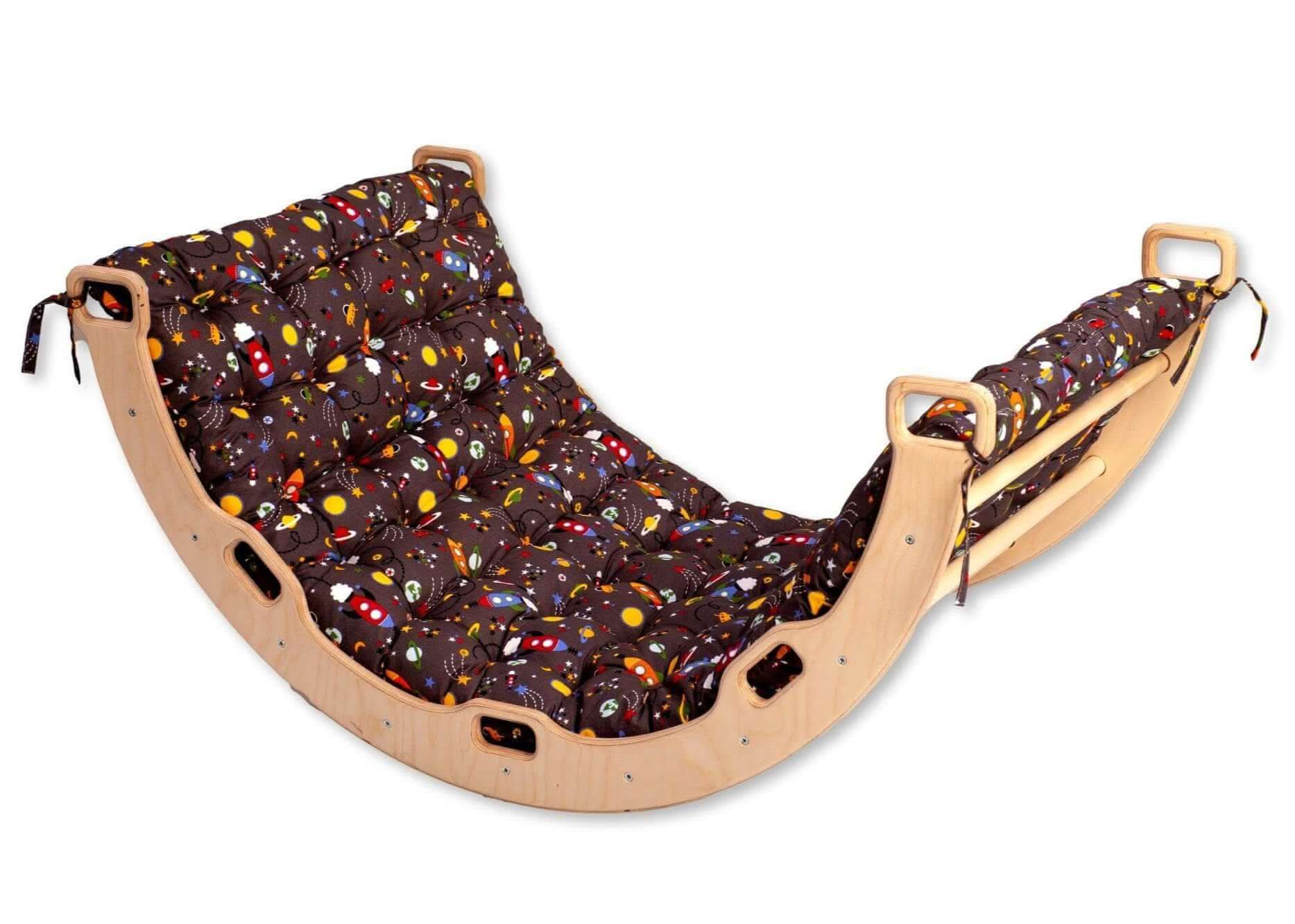 Large Montessori Climbing Arch/Rocker with Pillow Set-3