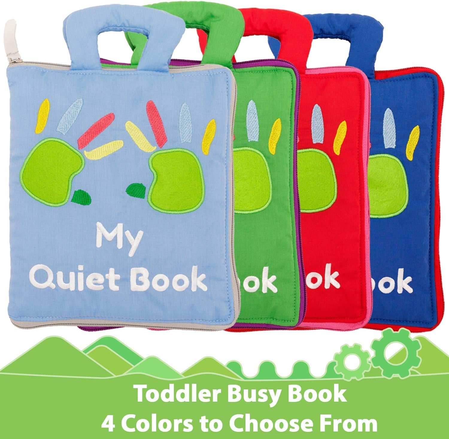 Montessori Fabric Quiet Book for Toddlers - Busy Book with Touch, Feel and Learn Activities for Boys and Girls - Portable Sensory Book, Keeping Kids Busy-Zippered Educational Toy for Travel