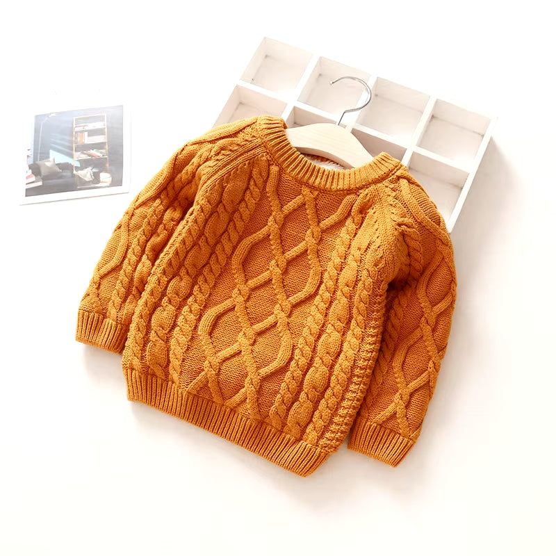 Baby Boys Girls Babe Pullovers Kids Twisted Stripes Thick Sweaters Warm Child Clothing Winter Babies Toddler Schoolchild Sweater