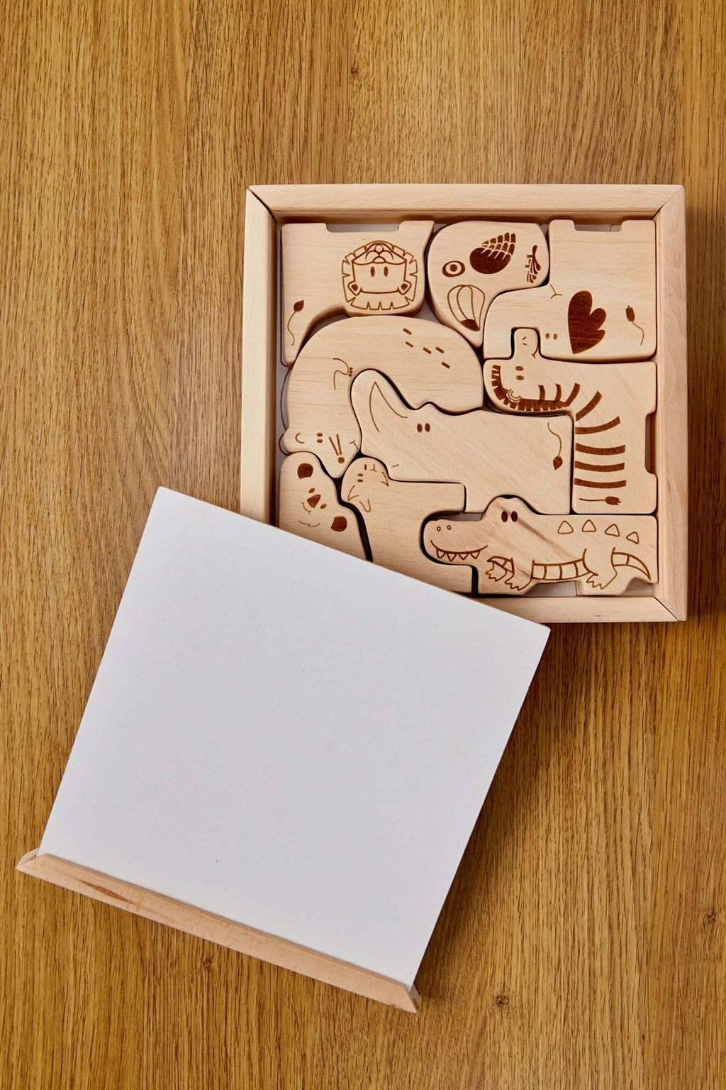Wooden Safari Animal Puzzle Box for Toddlers-3