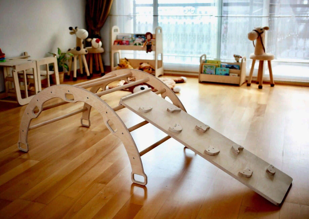 Wooden Climbing Arch Rocker with Ramps-3